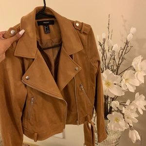 Camel Suede Forever21 Moto Jacket